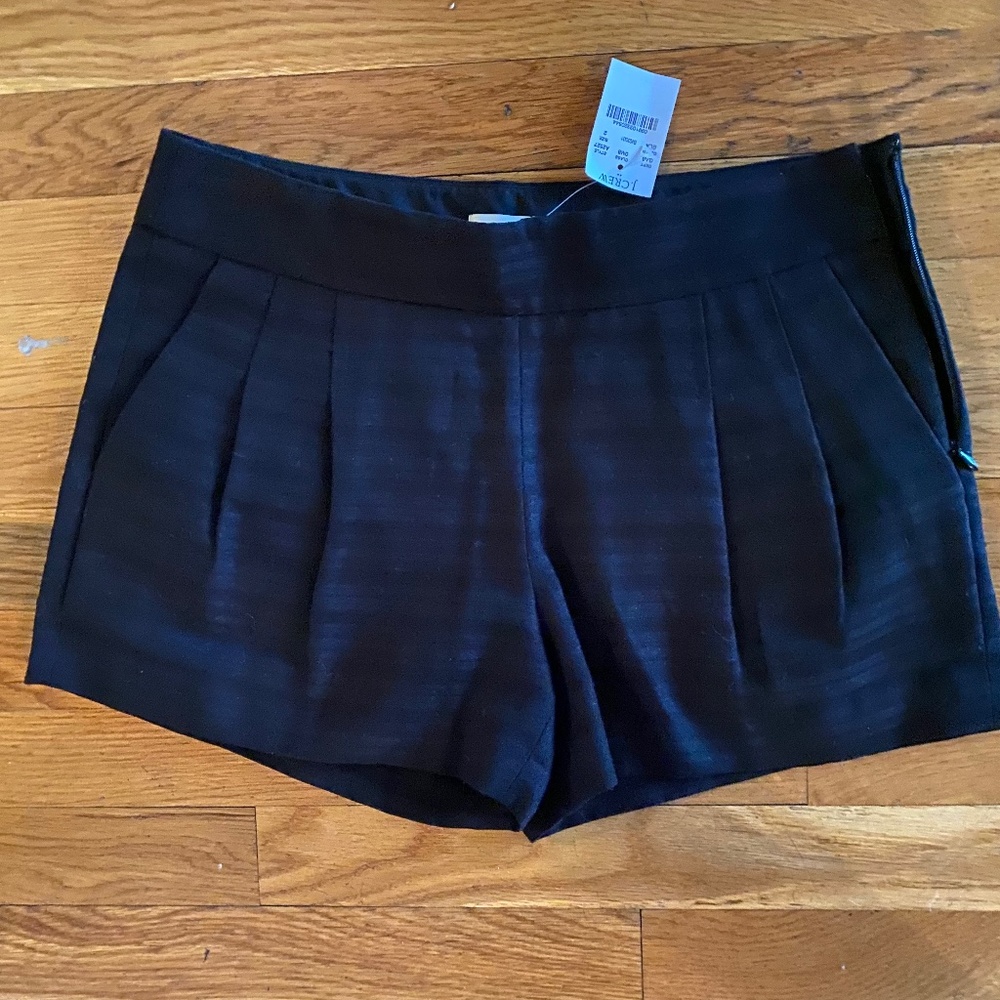 NWT J. Crew fancy black jacquard pleated suit shorts with side zip & pockets s 2